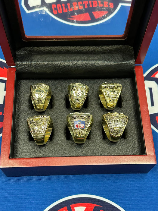 Pittsburgh Steelers 6pc Replica Super Bowl Ring Set w/ Display Box