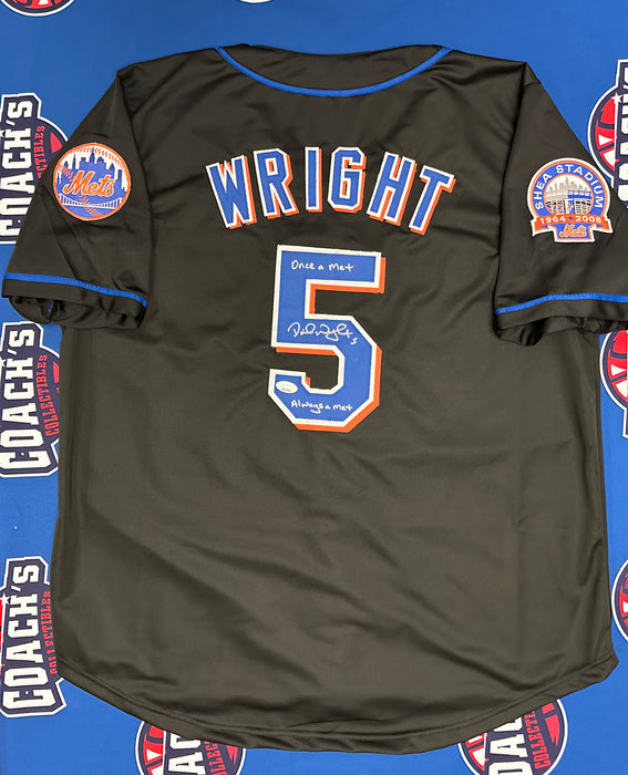 David Wright Autographed NY Mets CUSTOM Black Jersey with Once a Met, Always a Met Inscription (JSA)