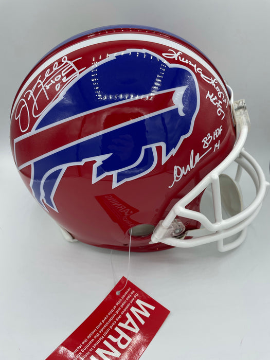 Buffalo Bills Triple Autographed Full Size Authentic Retro 1987-2001 Vsr4 Helmet with HOF Inscriptions (JSA)