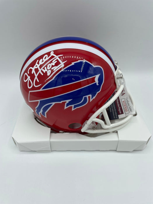 Jim Kelly Autogarphed Buffalo Bills Retro 1987-2001 Vsr4 Mini Helmet with HOF 02 Inscription (JSA)