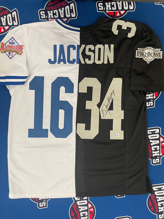Bo Jackson Autographed CUSTOM Raiders Royals Split Jersey (Beckett)