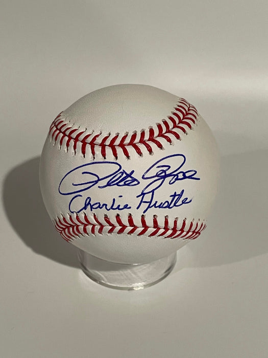 Pete Rose Autographed OMLB with Charlie Hustle Inscription (Fitterman)