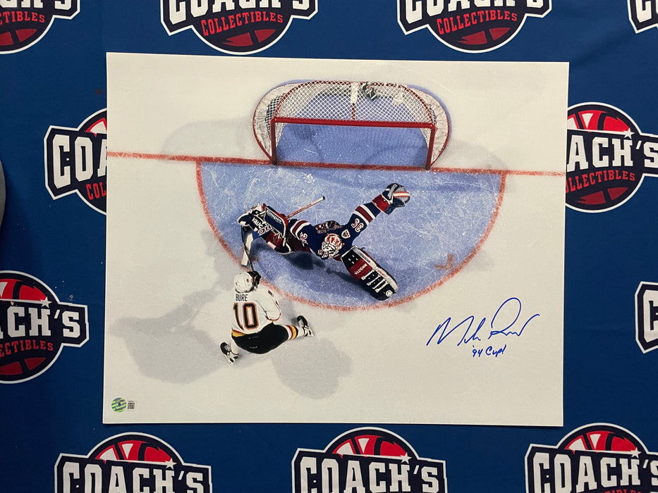 Mike Richter Autographed 16x20 Save vs Pavel Bure Photograph with 94 Cup! Inscription (Beckett)