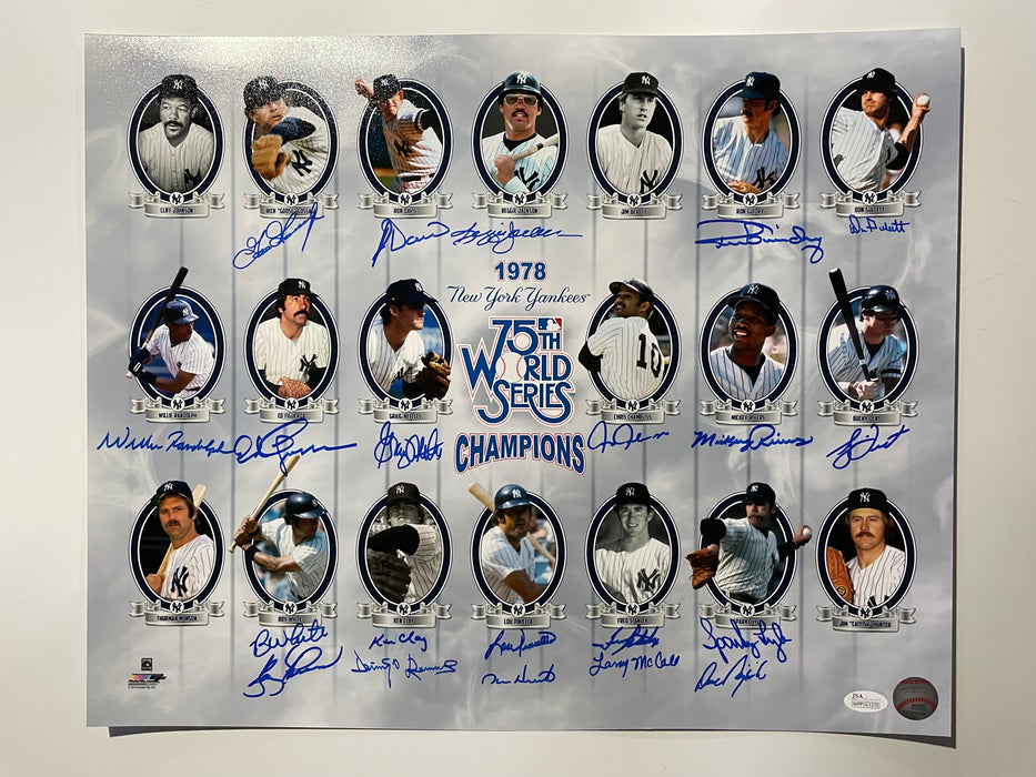 1978 NY Yankees Team Signed 16x20 Team Roster Photo (JSA)