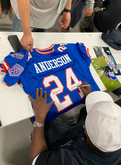 Ottis Anderson Autographed NY Giants CUSTOM Blue Home Jersey with Patch & SB XXV MVP Inscription (Beckett)