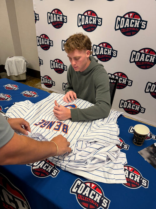 Carson Benge Autographed NY Mets CUSTOM Pinstripe Jersey (JSA)