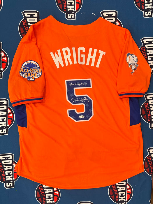 David Wright Autographed CUSTOM 2013 All Star Jersey w/ The Captain (JSA)