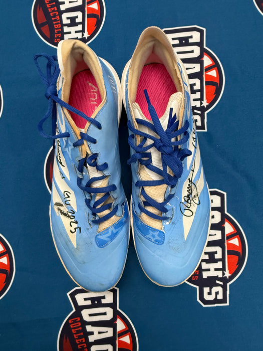 GAME USED Ronny Mauricio Autographed PAIR of Adidas Cleats w/ Game Used 2025 Inscription (JSA)