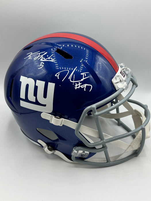 Kayvon Thibodeaux & Dexter Lawrence DUAL Autographed NY Giants Full Size Speed Replica Helmet (Beckett)