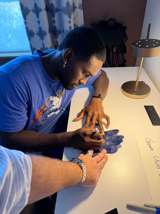 GAME USED Ronny Mauricio Autographed PAIR of Adidas Batting Gloves w/ GU 2025 Inscription (JSA)