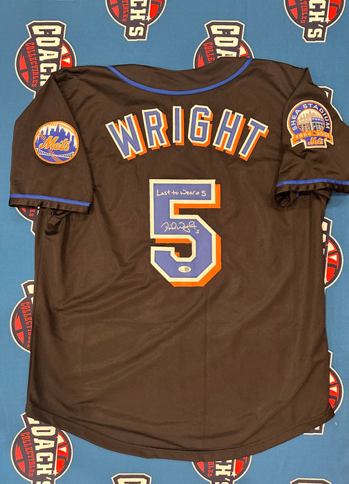 David Wright Autographed NY Mets CUSTOM Black Jersey with Last Wear #5 Inscription (JSA)