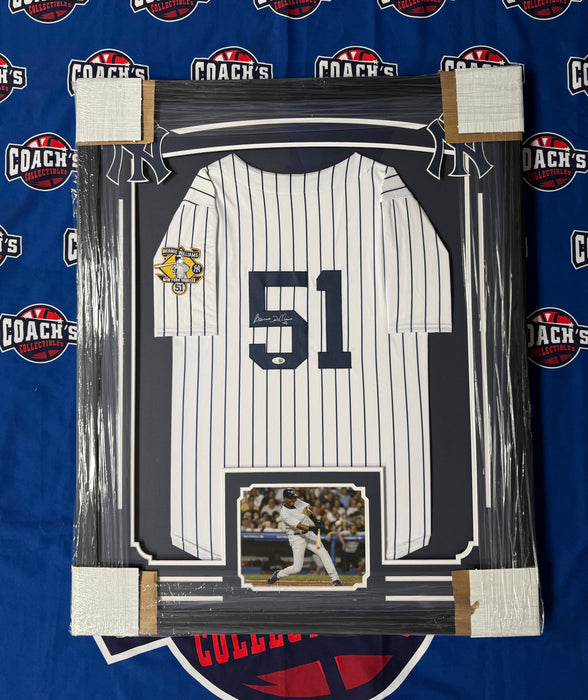 FRAMED Bernie Williams Autographed Custom Pinstripe NY Yankee Jersey (Beckett)