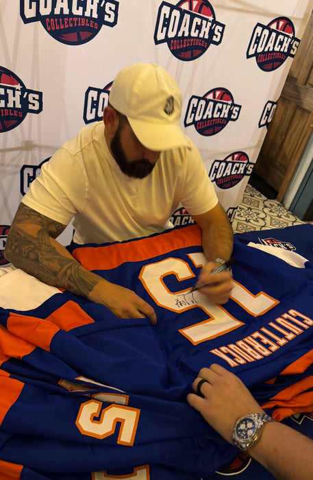 Cal Clutterbuck Autographed CUSTOM NY Islanders Blue Jersey (JSA)