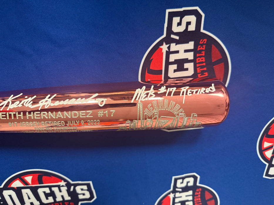 Keith Hernandez Autographed Special Limited Edition PINK CHROME Baseball Bat w/ Mets #17 Retired (JSA)