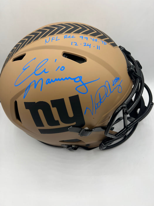 Eli Manning & Victor Cruz DUAL Autographed NY GIants Salute to Service Speed Authentic Helmet with Inscr (Fanatics)
