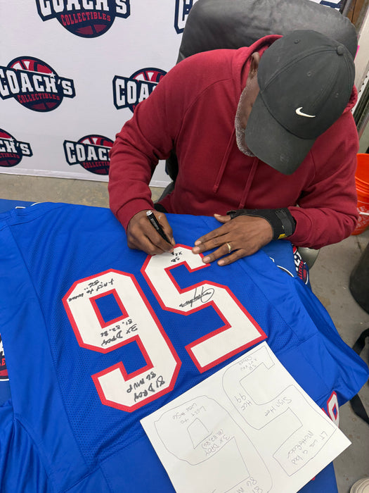 Lawrence Taylor Autographed NY Giants CUSTOM Blue Home Jersey w/ Multi Inscriptions (JSA)