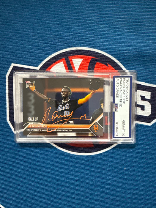 Ronny Mauricio Autographed 2023 Topps Now #796 Rookie Gem 10 Auto (PSA Slab)