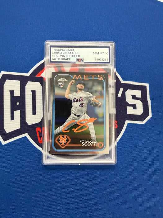 Christian Scott Autographed 2024 Topps Chrome Rookie Card #USC161 Gem 10 Auto (PSA SLAB)