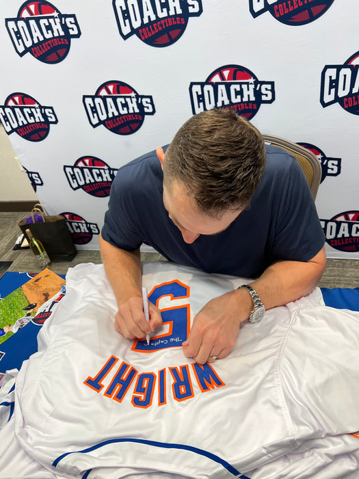 David Wright Autographed NY Mets CUSTOM White Jersey with The Captain Inscription (JSA)