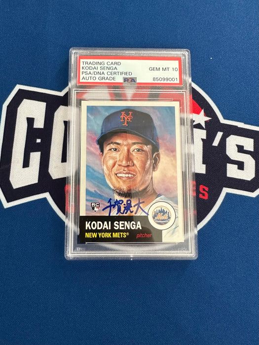 Kodai Senga KANJI Autographed 2023 Topps Living Set Rookie Card Gem Mint 10 Auto (PSA SLAB)