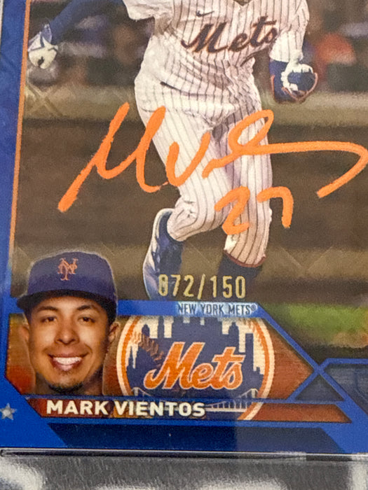 Mark Vientos Autographed BLUE Logo Refractor /150 2023 Slabbed Topps Chrome Rookie Card (PSA SLAB)