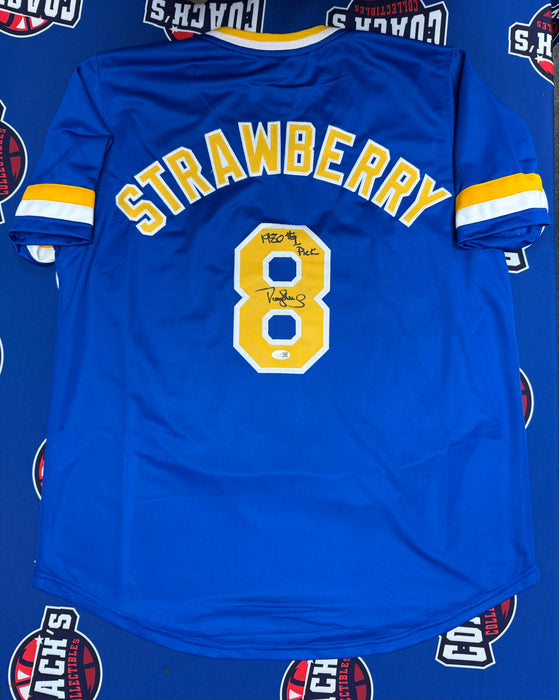 Darryl Strawberry Autographed Crenshaw High School CUSTOM Baseball Jersey w/ Inscr (JSA)