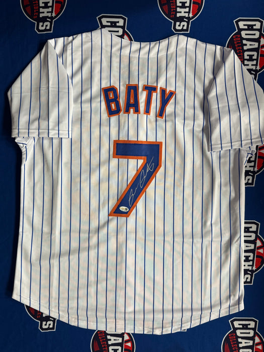 Brett Baty Autographed CUSTOM NY Mets Pinstripe Jersey (JSA)
