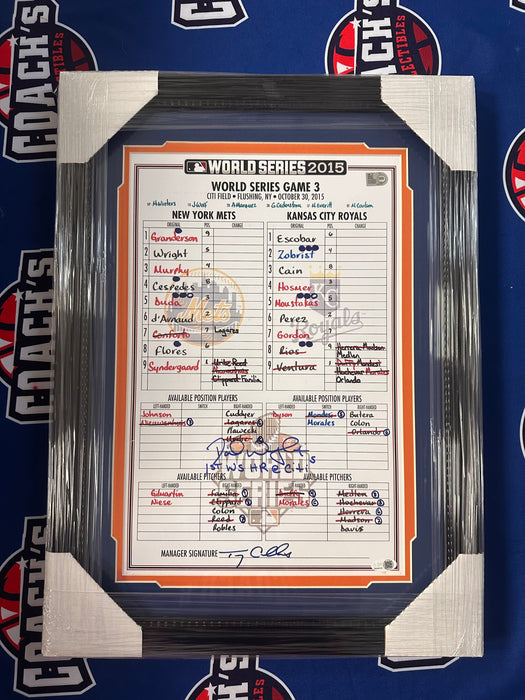 FRAMED David Wright Autographed 2015 World Series Game 3 Replica Lineup Card with Inscription (JSA/MLB)