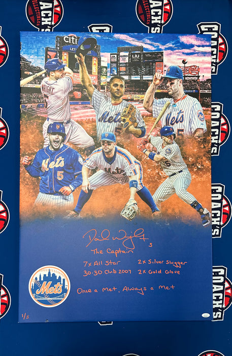 David Wright Autographed 24x36 Custom Graphic Wrapped Canvas with 6 Inscription LE 1/5 (JSA)