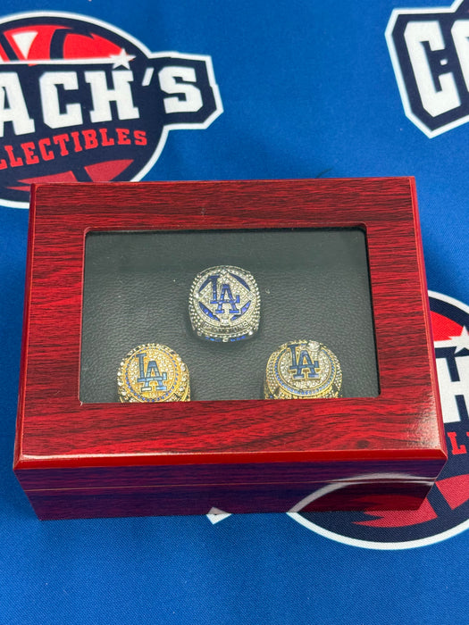 Los Angeles Dodgers 3pc Replica World Series Ring Set w/ Display Box (2020, ‘24, ‘25)
