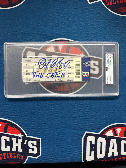 Endy Chavez Autographed “The Catch” Game Full Ticket w/ Inscr Gem 10 Auto (PSA SLAB)