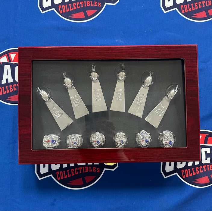 New England Patriots 12pc Replica Super Bowl Ring & Trophy Set w/ Display Box