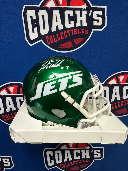 Justin Fields Autographed NY Jets Speed Mini Helmet (Beckett)