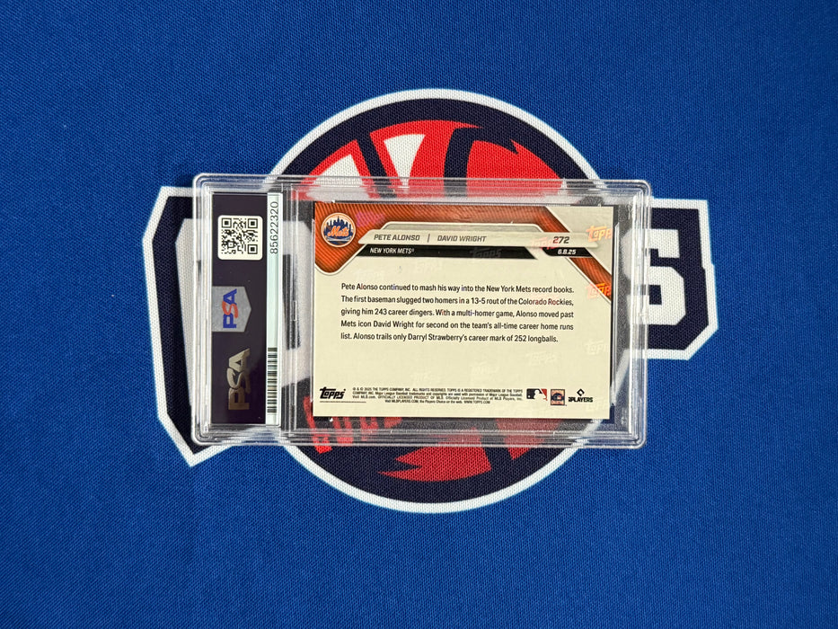 David Wright & Pete Alonso DUAL Autographed 2025 Topps Now #272 07/50 Slabbed Card Gem Mint 10 Autos (PSA)