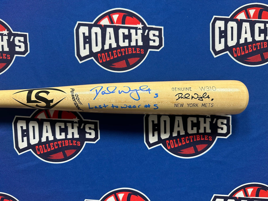 David Wright Autographed Louisville Slugger Game Model Bat w/ Last to Wear #5 Inscr (Beckett)