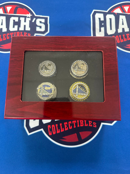 Golden State Warriors 4pc NBA Championship Replica Ring Set with Display Box