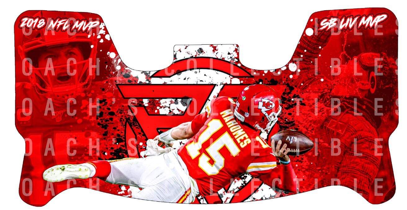 Patrick Mahomes Custom Visor for Any Full Size Riddell Helmet-3 Styles (Universal Fit)