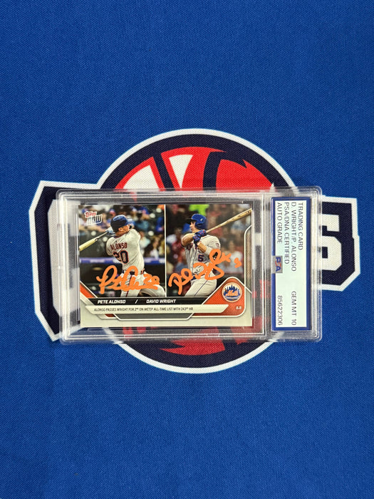 David Wright & Pete Alonso DUAL Autographed 2025 Topps Now #272 Slabbed Card Gem Mint 10 Autos (PSA)