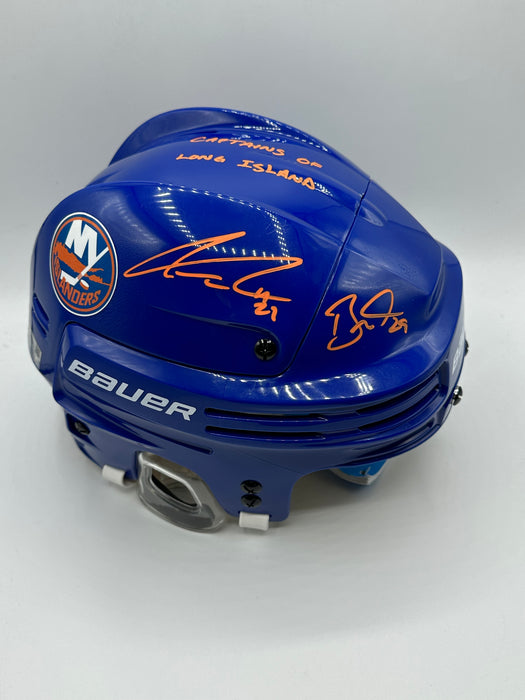 Anders Lee & Brock Nelson DUAL Autographed NY Islanders Full Size Bauer Helmet w/ Inscription (Beckett/Fanatics)