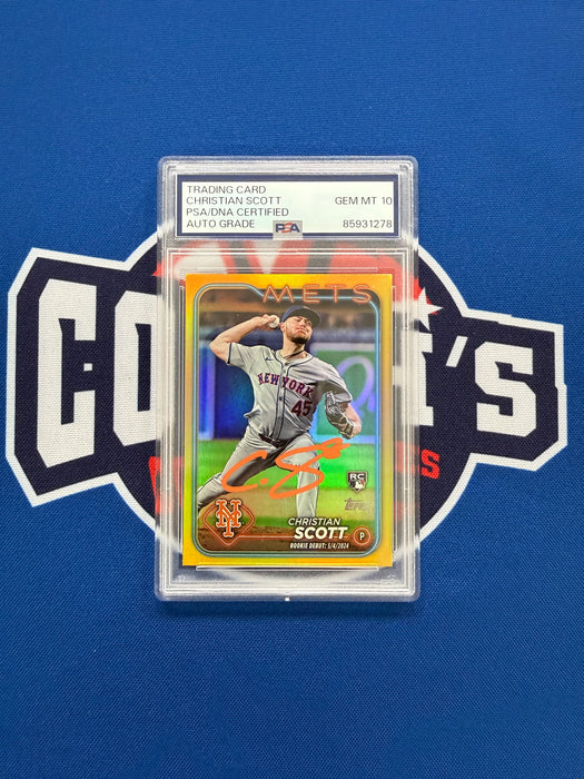 Christian Scott Autographed 2024 Topps Chrome Gold Refractor Rookie Card (PSA SLAB)