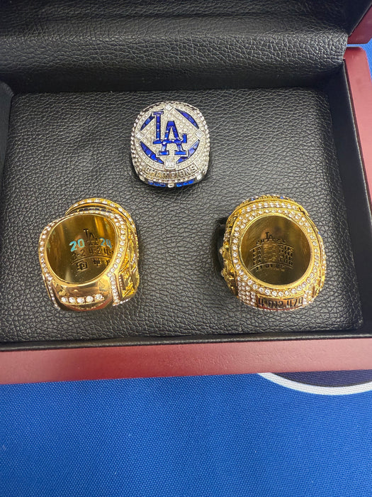 Los Angeles Dodgers 3pc Replica World Series Ring Set w/ Display Box (2020, ‘24, ‘25)