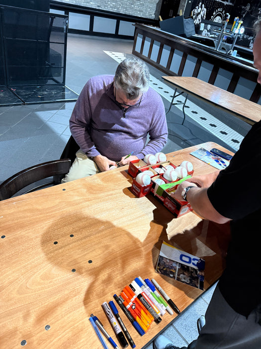 Keith Hernandez, Gary Cohen & Ron Darling Autographed NY Mets Team Stitch Baseball w/ Inscription (Beckett)