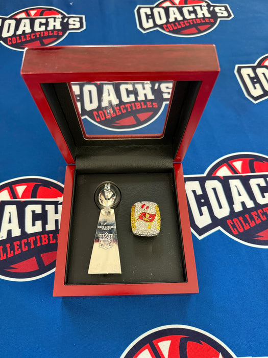 Tom Brady Tampa Bay Buccaneers 2pc Replica Super Bowl LV Ring & Trophy with Display Box