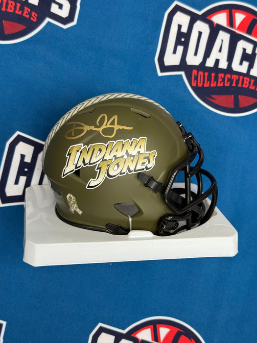Daniel Jones Autographed CUSTOM “Indiana Jones” Salute to Service Alternate Mini Helmet (Fanatics)