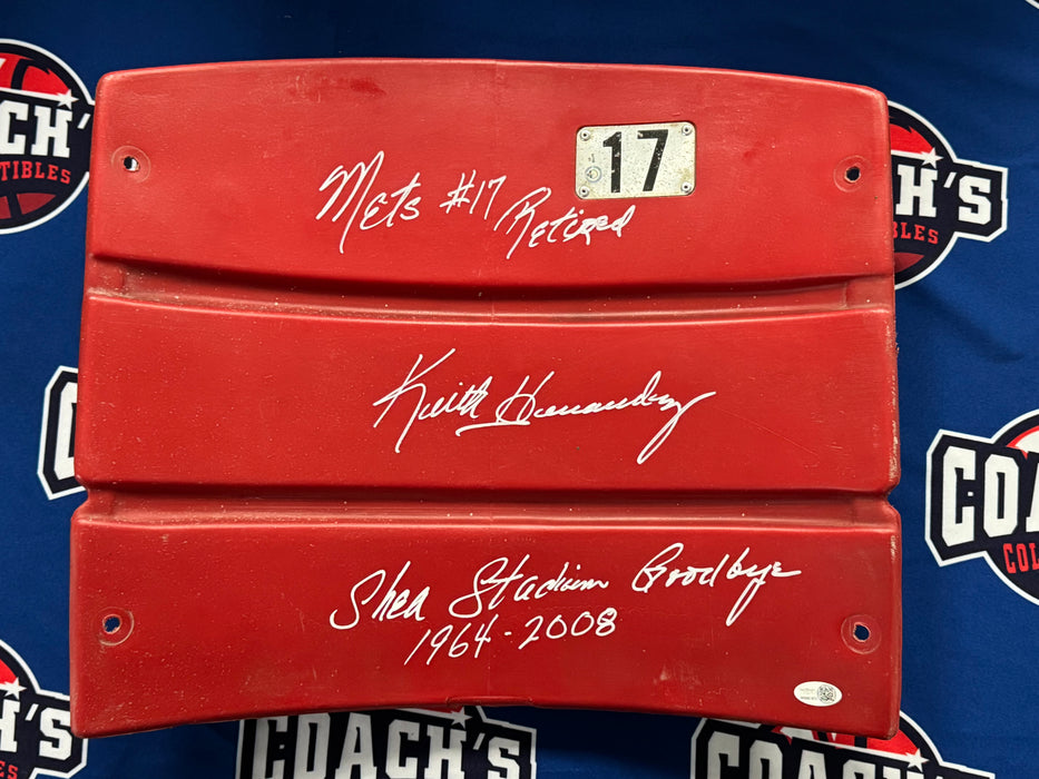 Keith Hernandez Autographed Shea Stadium Authentic Red Seat Back w/ 2 Inscr (Beckett)
