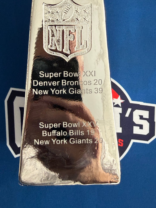 Lawrence Taylor Autographed 13" Replica Super Bowl Trophy w/ Engraved SB XXI & XXV Stats (JSA)