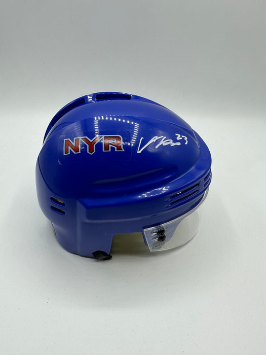 Adam Fox Autographed Blue NY Rangers Mini Helmet (Fanatics)