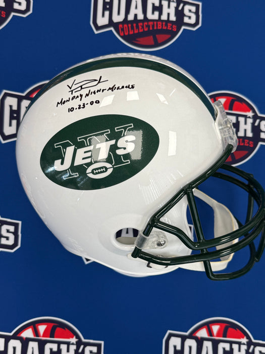 Vinny Testaverde Autographed NY Jets Retro vsr4 Full Size Replica Helmet w/ Inscription (JSA)