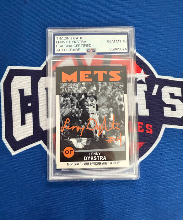 Lenny Dykstra Autographed 2021 Topps Once Upon a Time in Queens Special Set Card Gem 10 Auto (PSA SLAB)