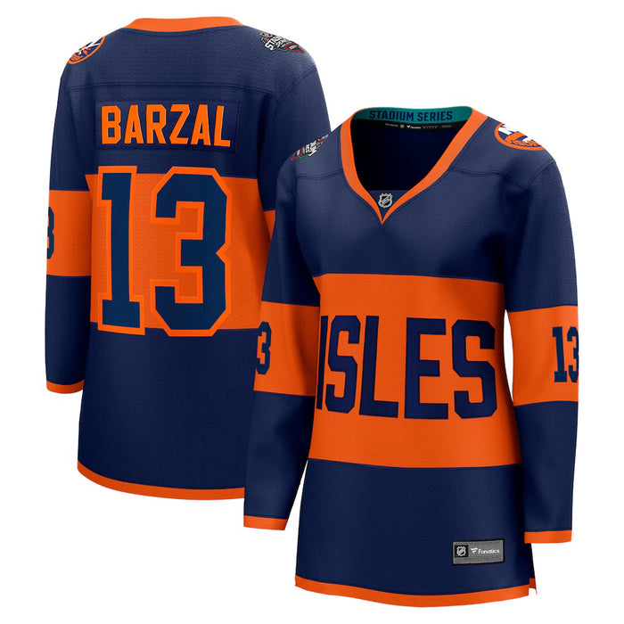 WOMEN'S Mathew Barzal New York Islanders Fanatics SMALL 2024 NHL Stadium Series Breakaway Player Jersey – Navy